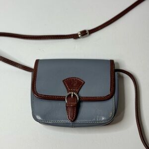 Vera Pelle Small Blue Leather Handbag Italy Crossbody Purse Bag EUC ADJUST